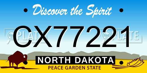 CX77221 North Dakota License Plate