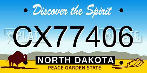 CX77406 North Dakota License Plate