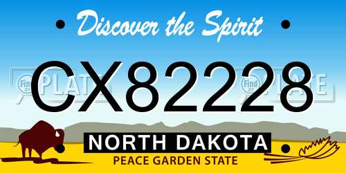 CX82228 North Dakota License Plate
