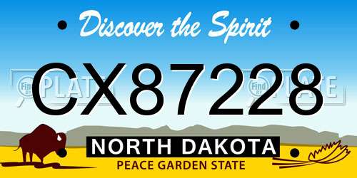 CX87228 North Dakota License Plate