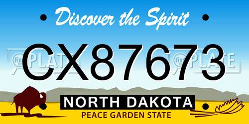 CX87673 North Dakota License Plate