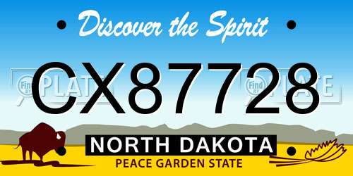CX87728 North Dakota License Plate