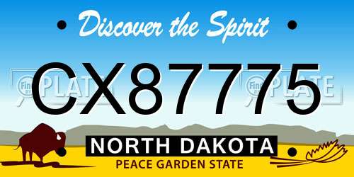 CX87775 North Dakota License Plate