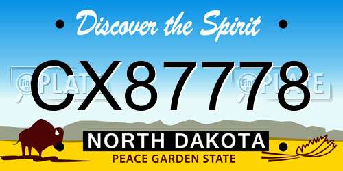 CX87778 North Dakota License Plate