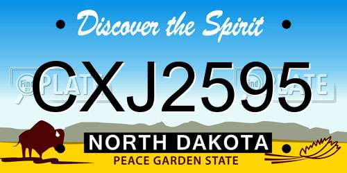 CXJ2595 North Dakota License Plate