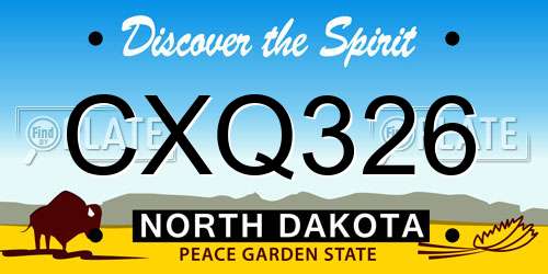 CXQ326 North Dakota License Plate