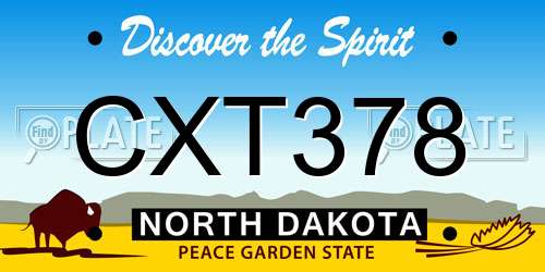CXT378 North Dakota License Plate