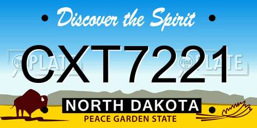 CXT7221 North Dakota License Plate