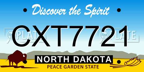CXT7721 North Dakota License Plate
