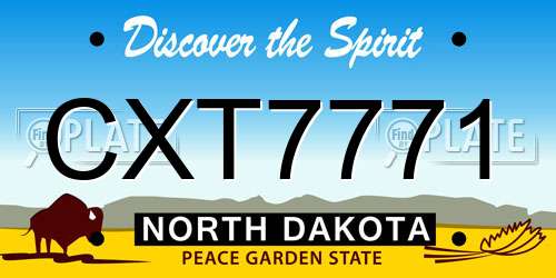 CXT7771 North Dakota License Plate
