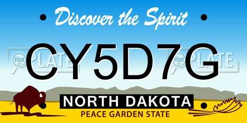 CY5D7G North Dakota License Plate