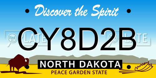 CY8D2B North Dakota License Plate