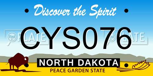 CYS076 North Dakota License Plate