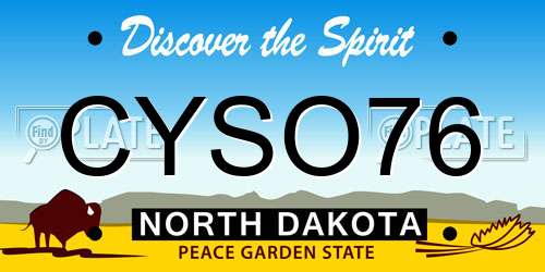 CYSO76 North Dakota License Plate
