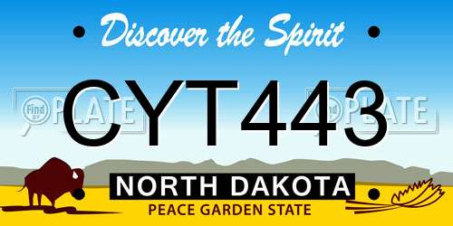 CYT443 North Dakota License Plate