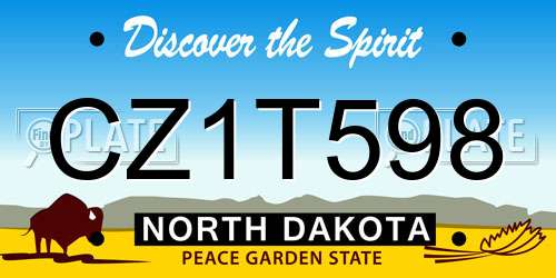 CZ1T598 North Dakota License Plate