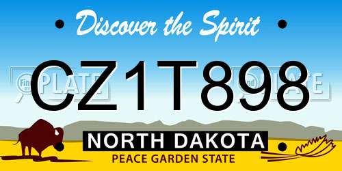CZ1T898 North Dakota License Plate