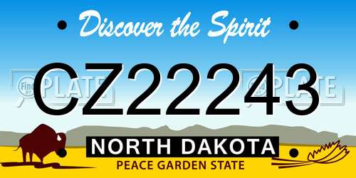 CZ22243 North Dakota License Plate