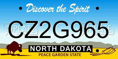 CZ2G965 North Dakota License Plate