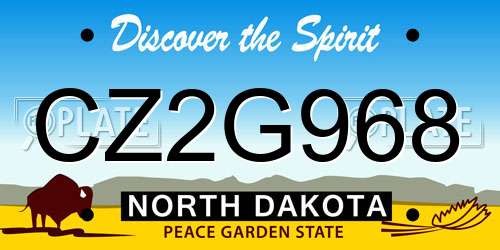 CZ2G968 North Dakota License Plate