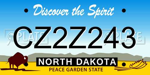 CZ2Z243 North Dakota License Plate