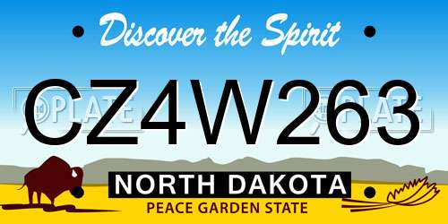 CZ4W263 North Dakota License Plate
