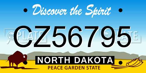 CZ56795 North Dakota License Plate