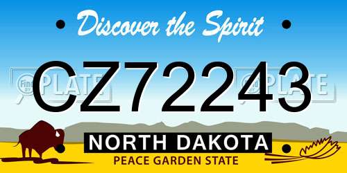 CZ72243 North Dakota License Plate