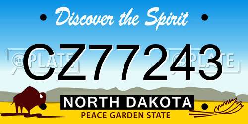 CZ77243 North Dakota License Plate