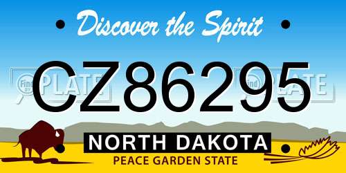 CZ86295 North Dakota License Plate