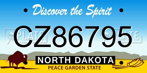 CZ86795 North Dakota License Plate
