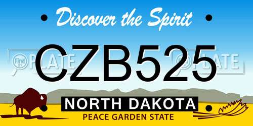 CZB525 North Dakota License Plate