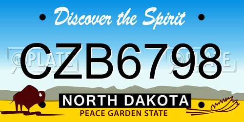 CZB6798 North Dakota License Plate