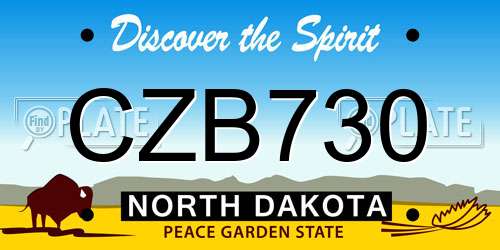 CZB730 North Dakota License Plate