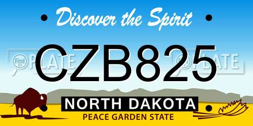 CZB825 North Dakota License Plate