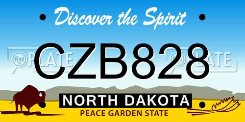 CZB828 North Dakota License Plate