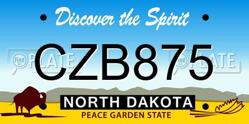 CZB875 North Dakota License Plate