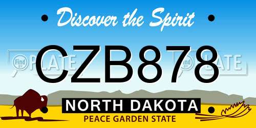 CZB878 North Dakota License Plate