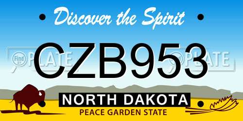 CZB953 North Dakota License Plate