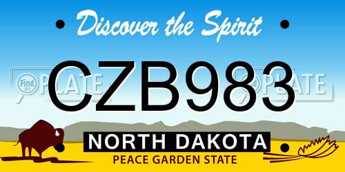 CZB983 North Dakota License Plate