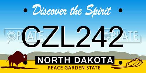 CZL242 North Dakota License Plate