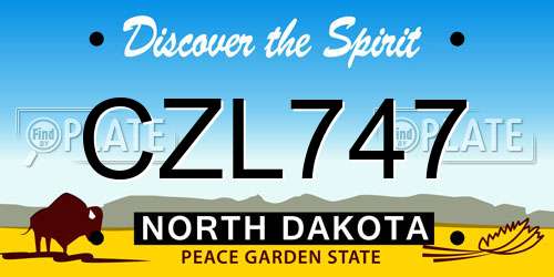 CZL747 North Dakota License Plate