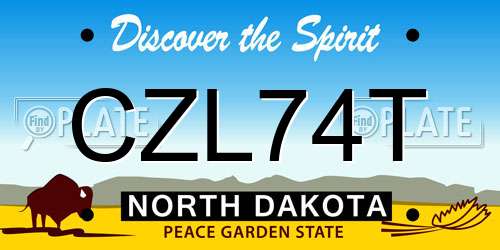 CZL74T North Dakota License Plate