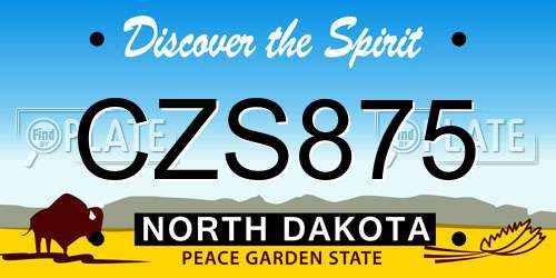 CZS875 North Dakota License Plate
