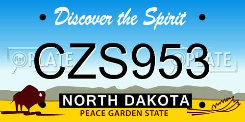 CZS953 North Dakota License Plate