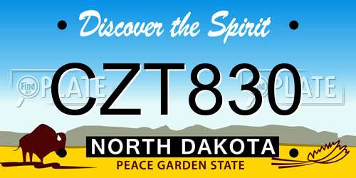 CZT830 North Dakota License Plate