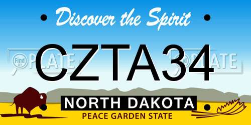 CZTA34 North Dakota License Plate