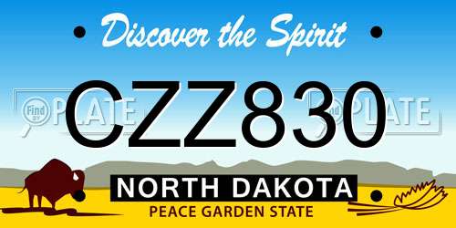 CZZ830 North Dakota License Plate