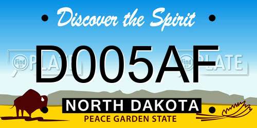 D005AF North Dakota License Plate