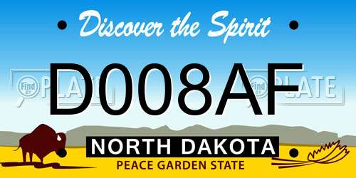 D008AF North Dakota License Plate